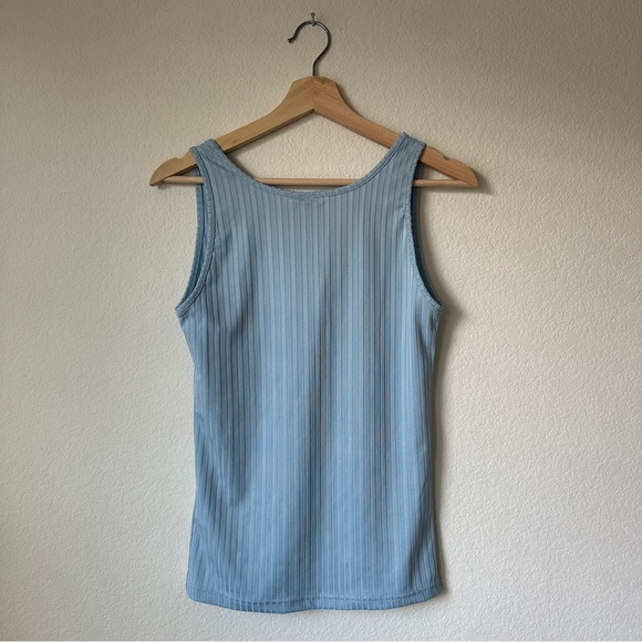 ICHI Blue Ribbed Tank Top - Picture 6 of 6
